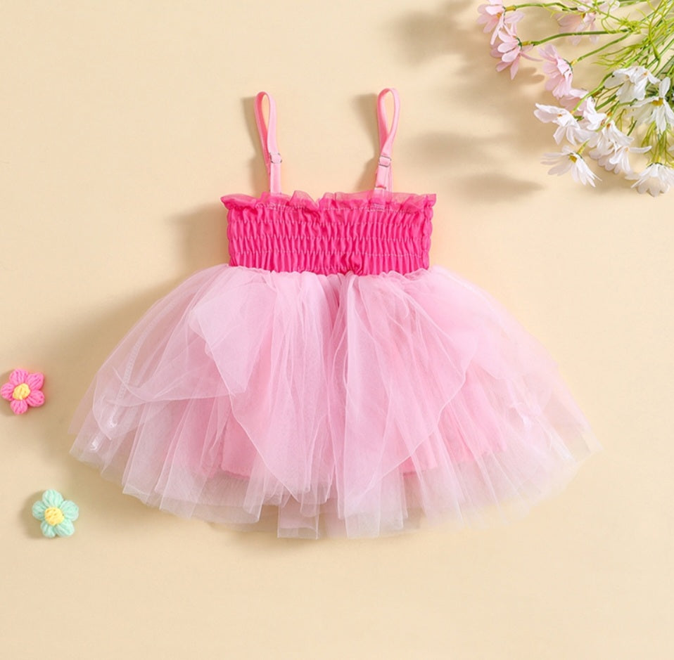 Pink Tulle Dress with Adjustable Straps