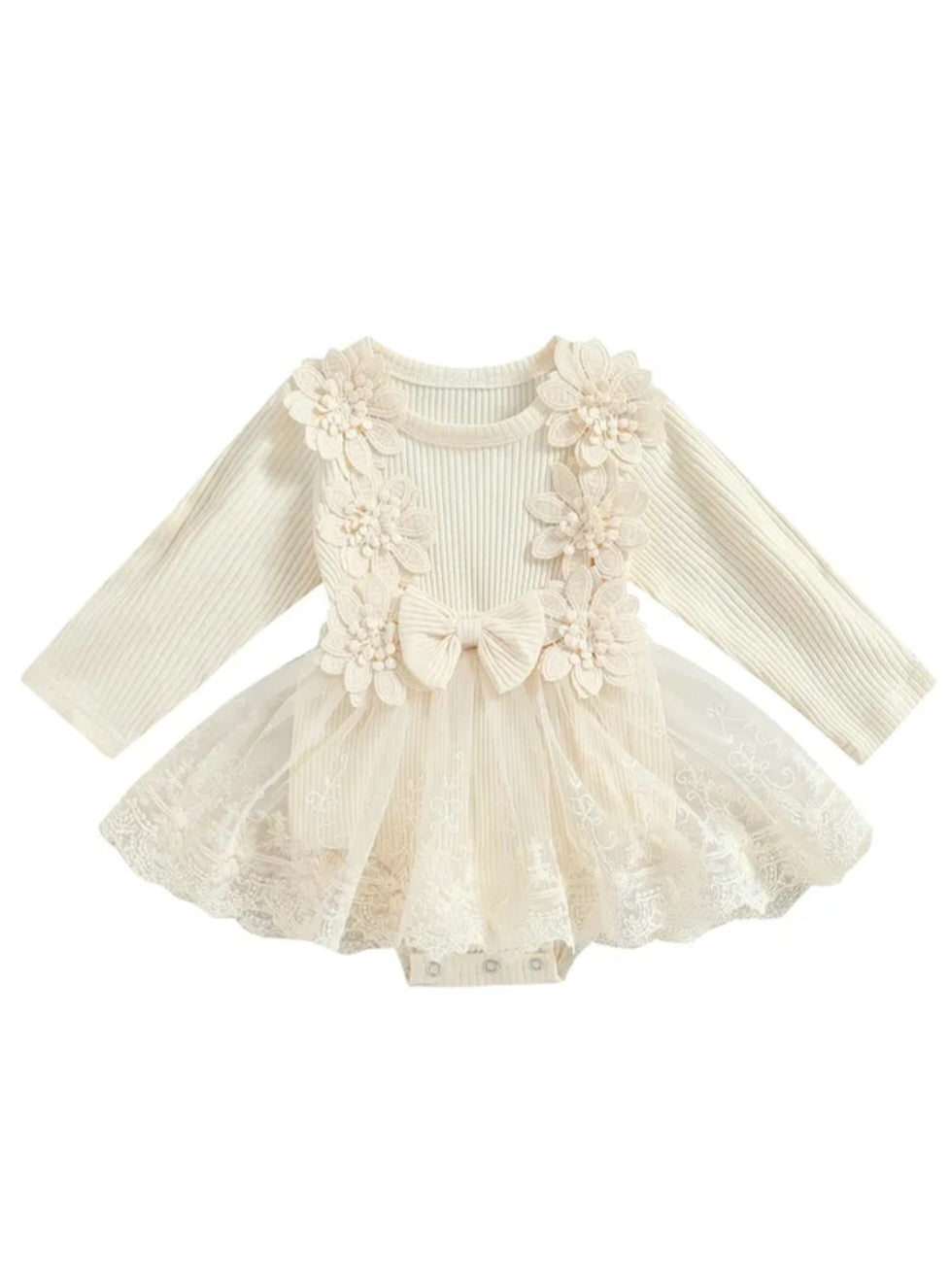 Long Sleeve Lace Floral Romper Dress