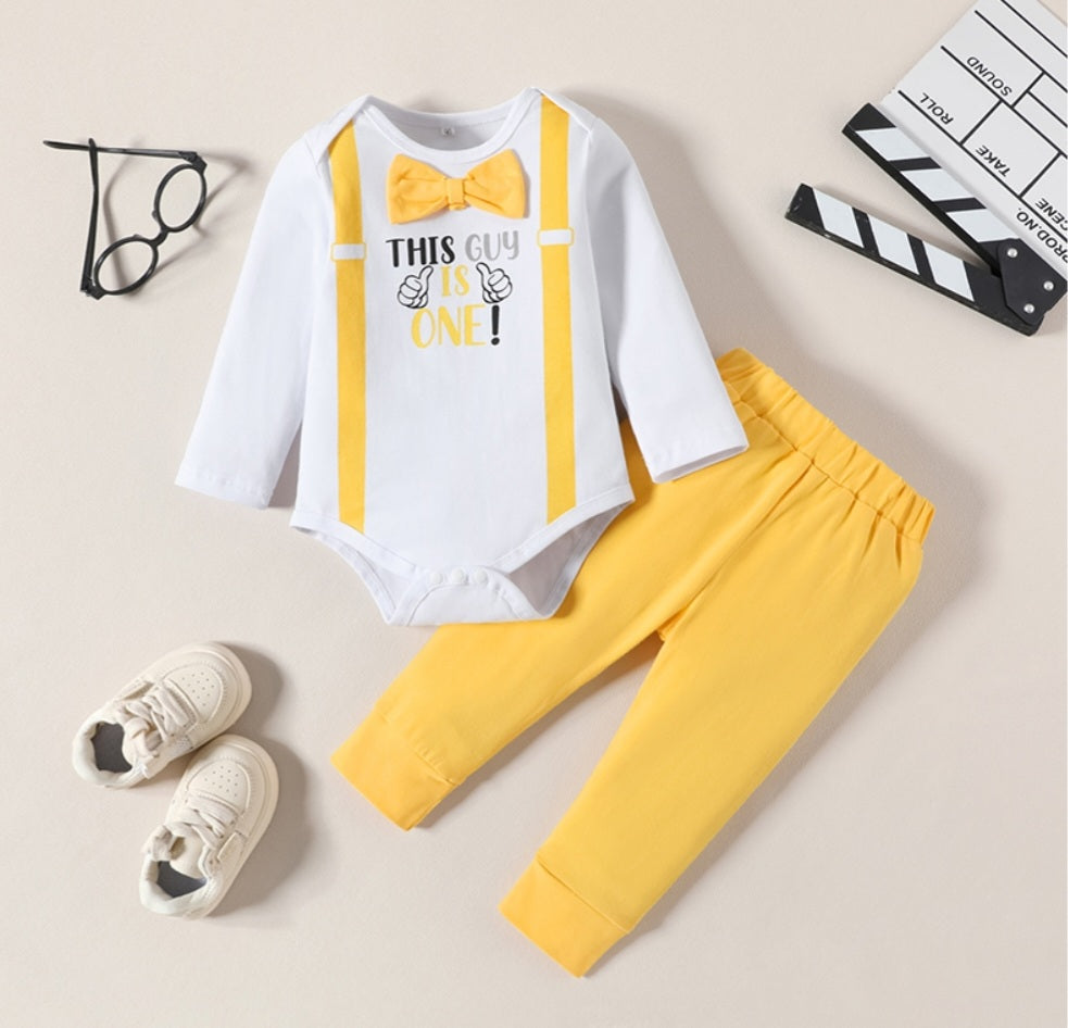 This Guy Is One Birthday Outfit Yellow