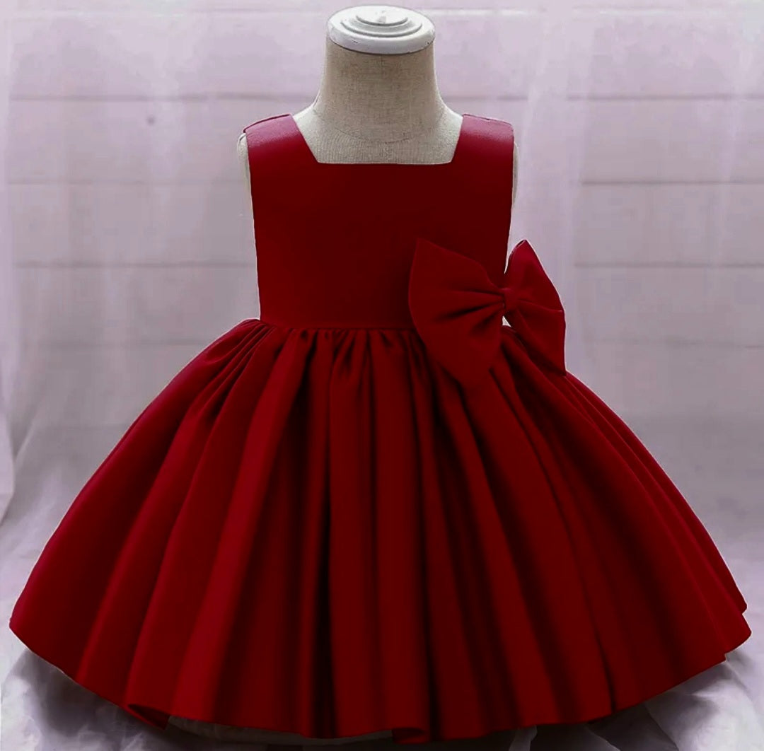 Burgundy Special Occasions Dress with Big Bow (Clip on)