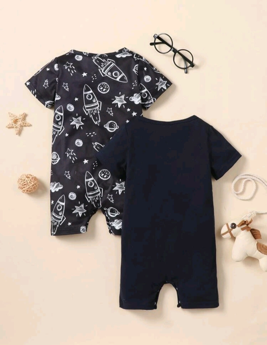 Twin Pack Romper Set, Space Boy