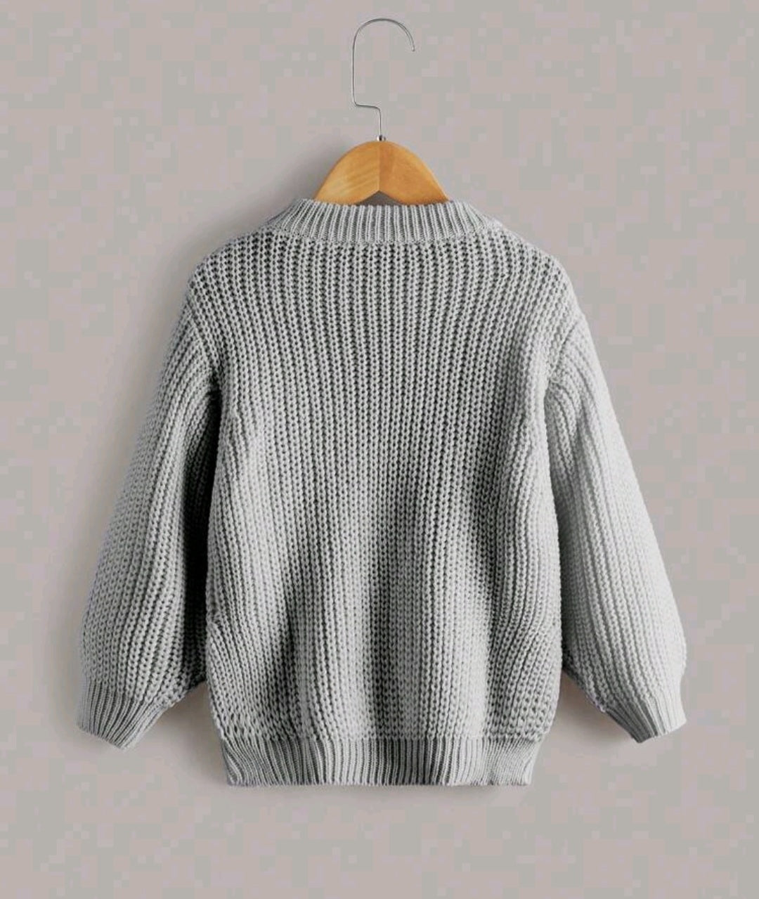 Gray Cable Knited Crew Neck Sweater, Gender Neutral #10020017