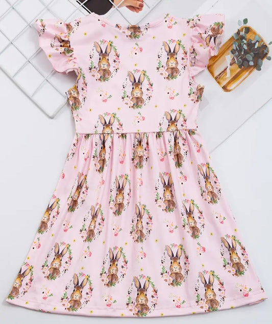 Pink Bunny Floral Dress