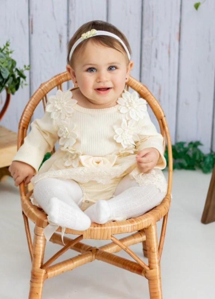 Long Sleeve Lace Floral Romper Dress