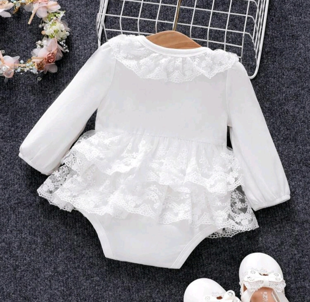Long Sleeve Lace Romper Dress