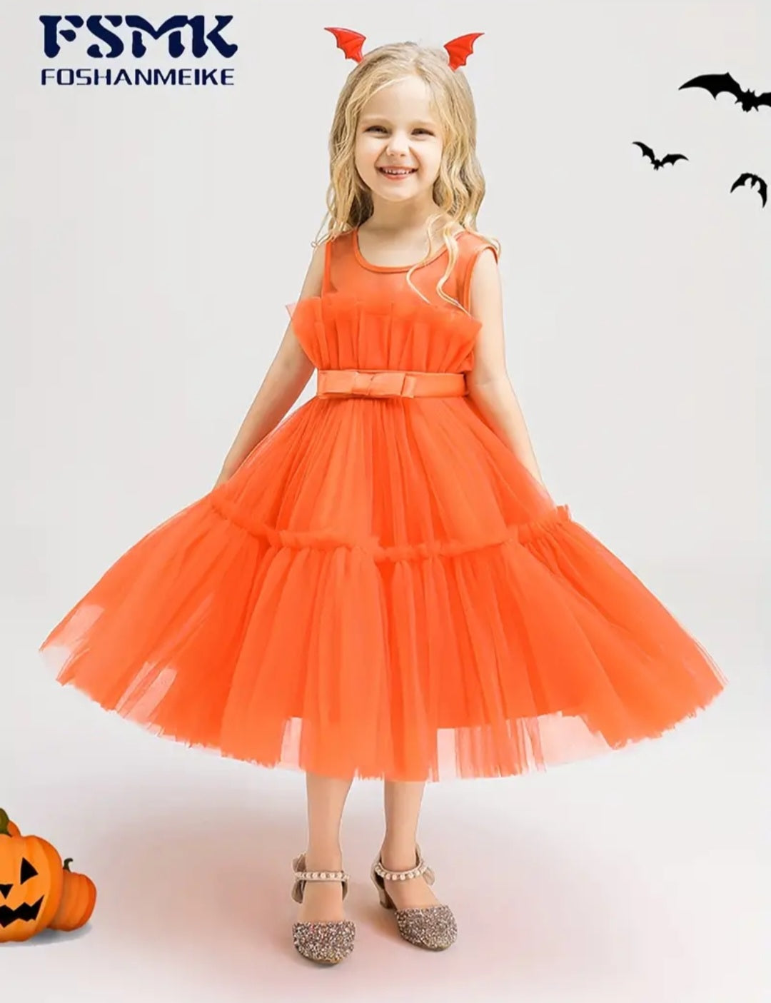Orange Ruffle Special Occasions Dress