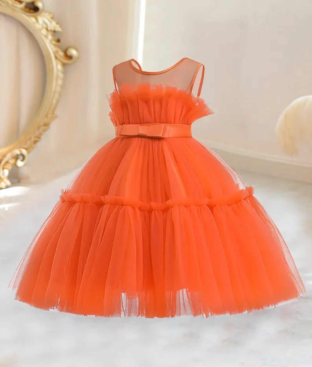 Orange Ruffle Special Occasions Dress