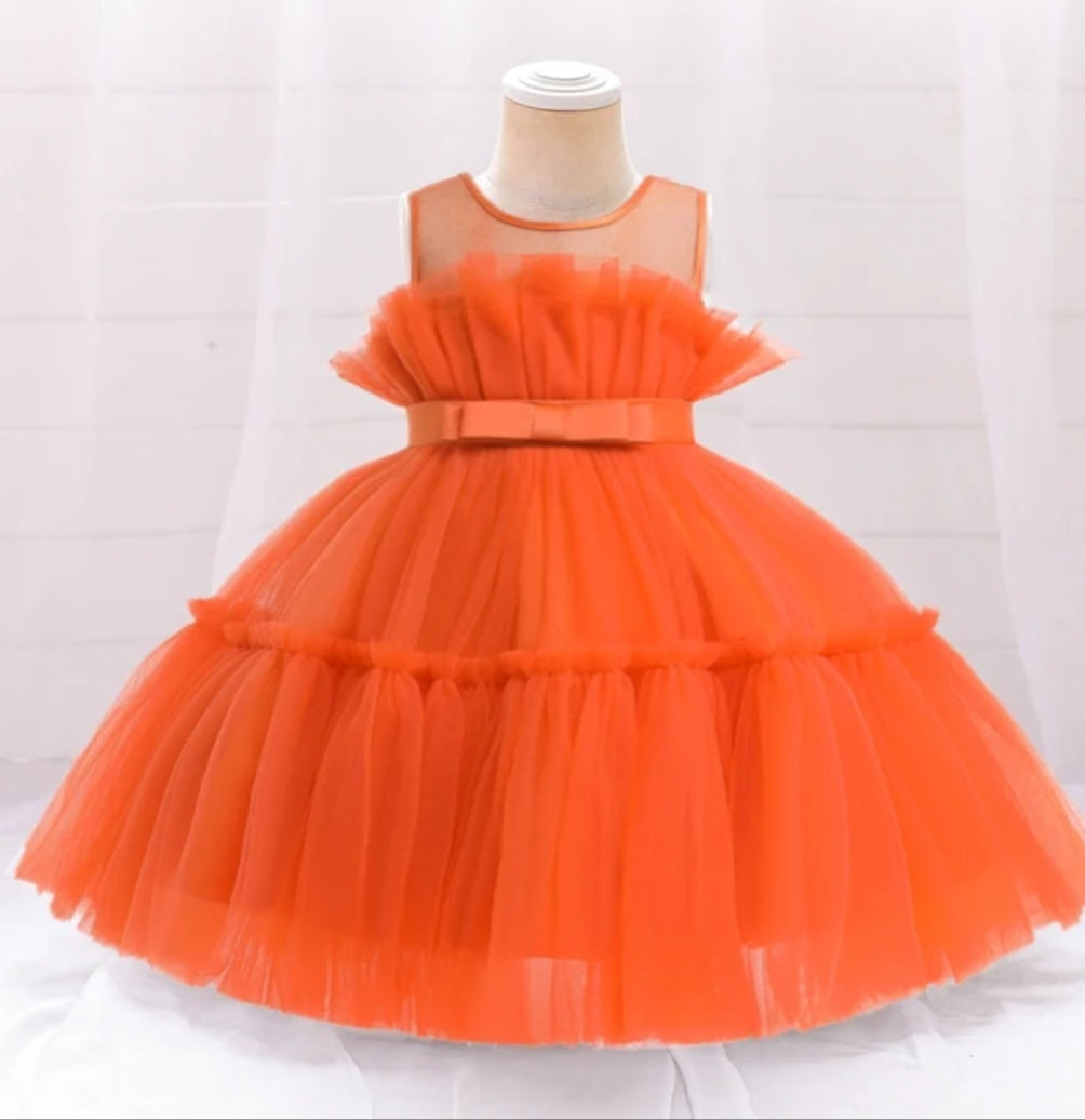 Orange Ruffle Special Occasions Dress