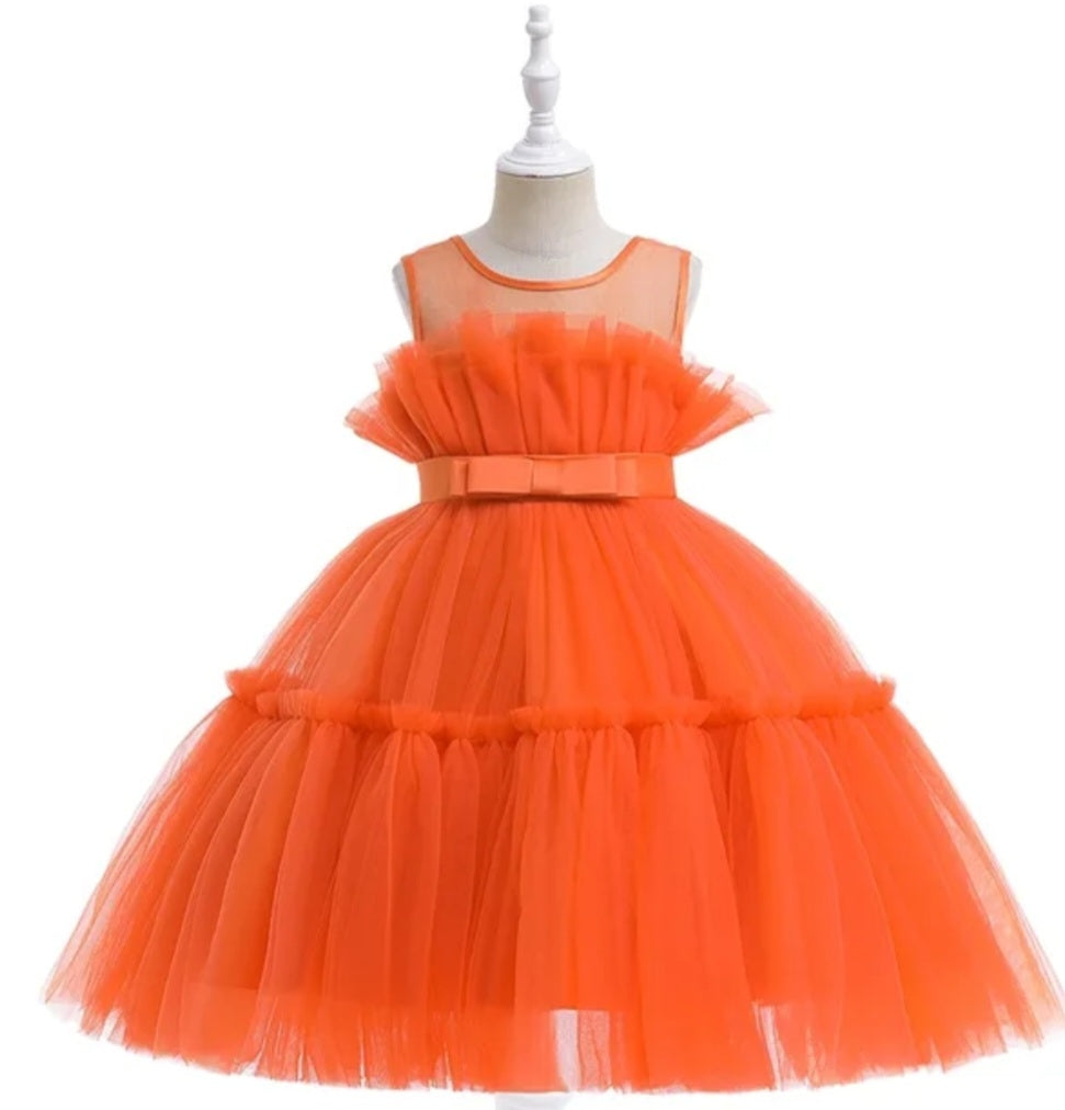 Orange Ruffle Special Occasions Dress