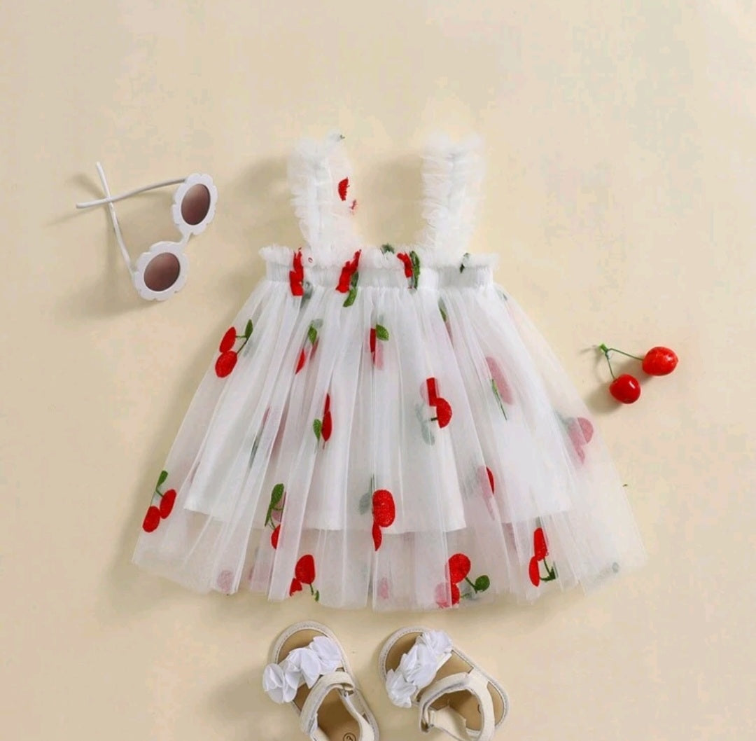 Embroidered Cherry Tulle Dress 1000123