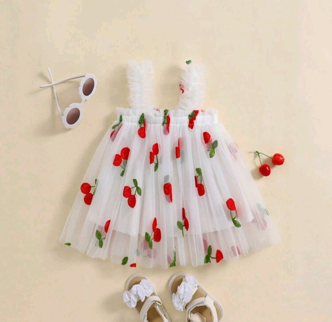 Embroidered Cherry Tulle Dress 1000123