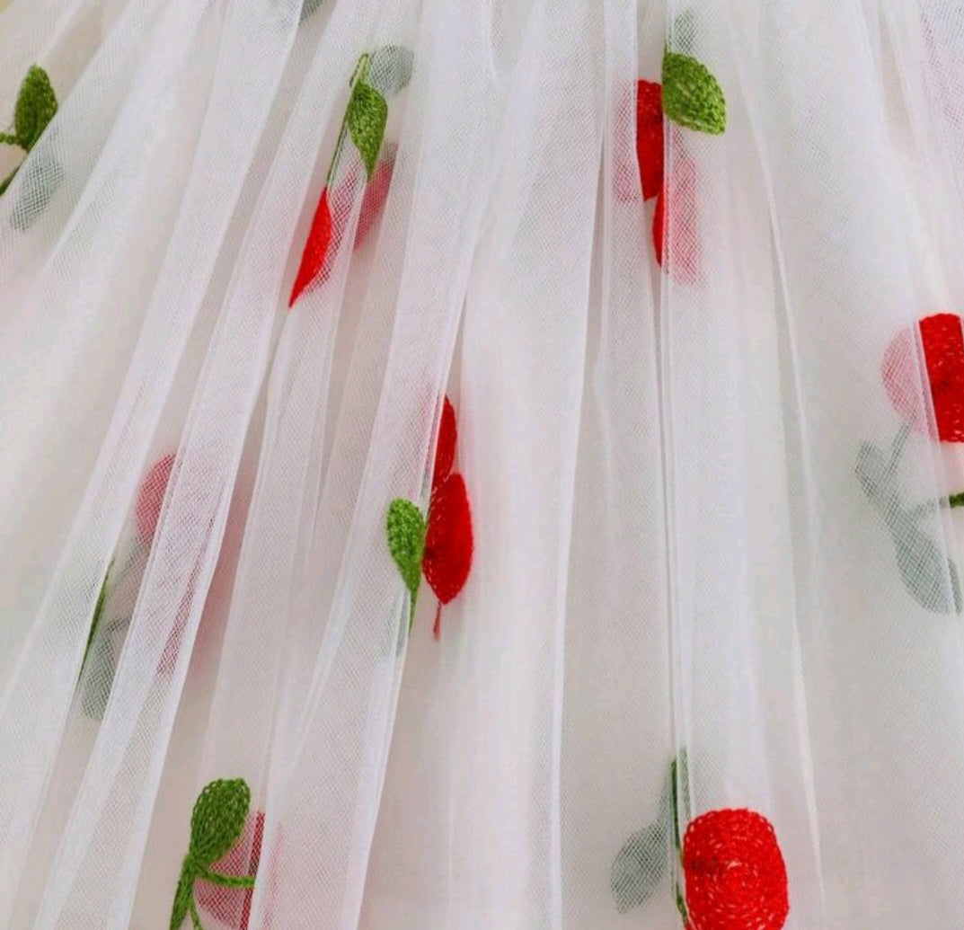 Embroidered Cherry Tulle Dress 1000123