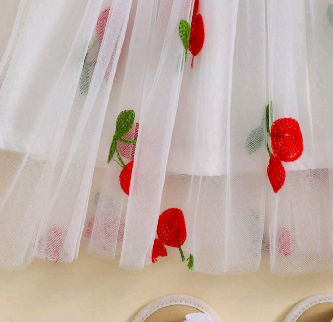 Embroidered Cherry Tulle Dress 1000123