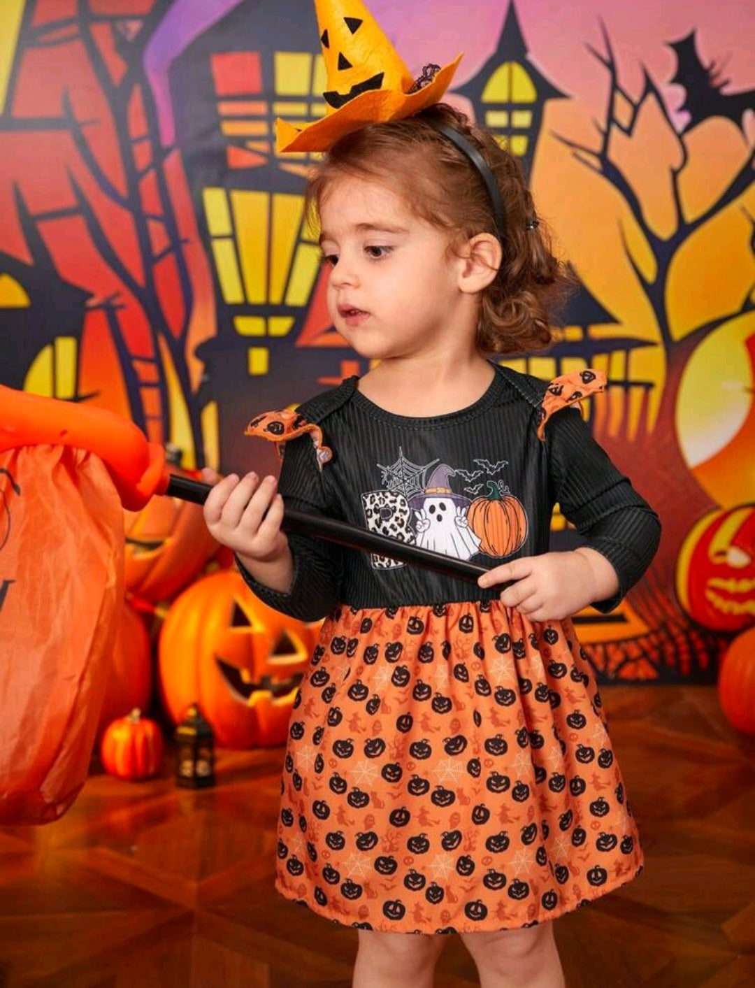 BOO Halloween Dress Black and Orange