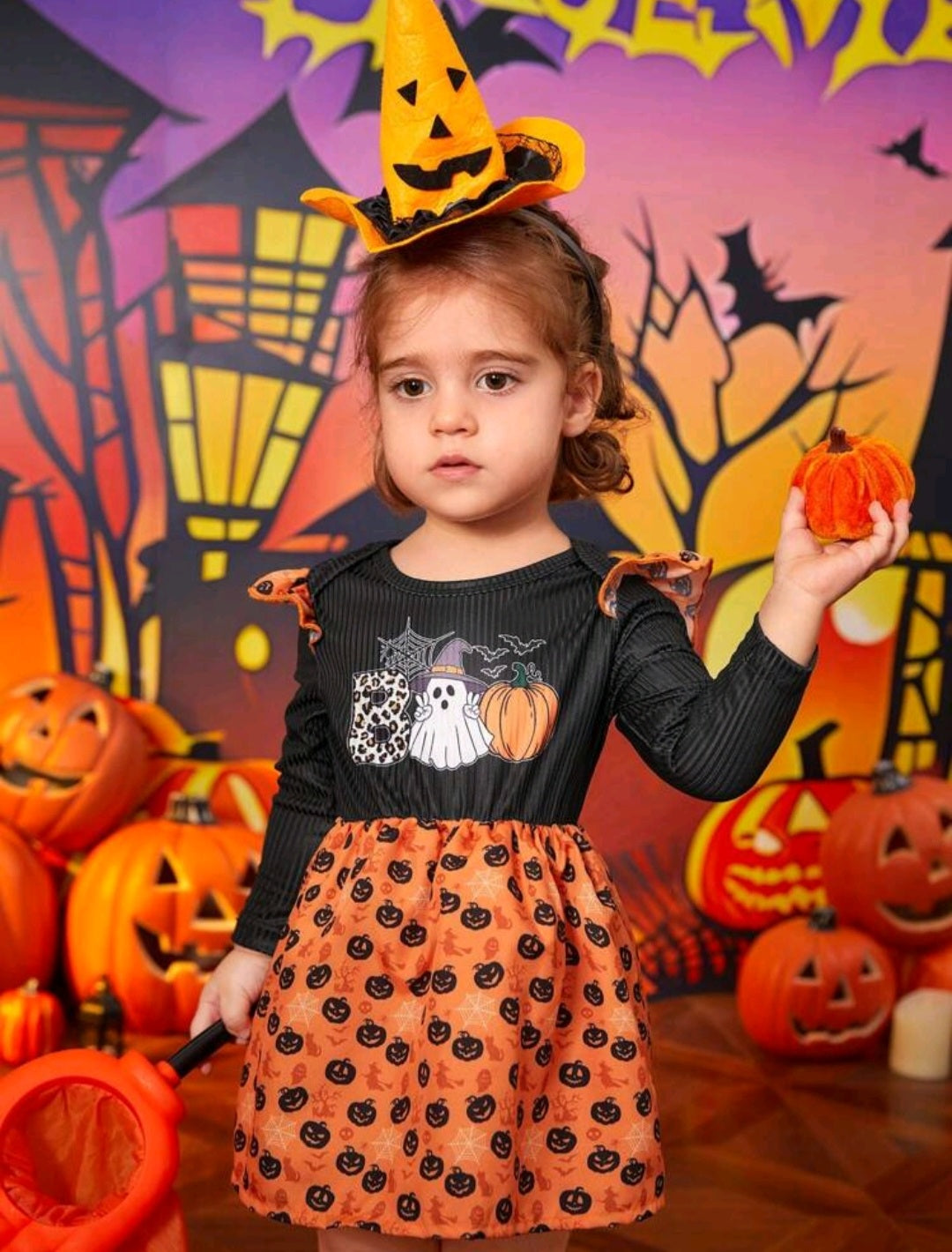 BOO Halloween Dress Black and Orange