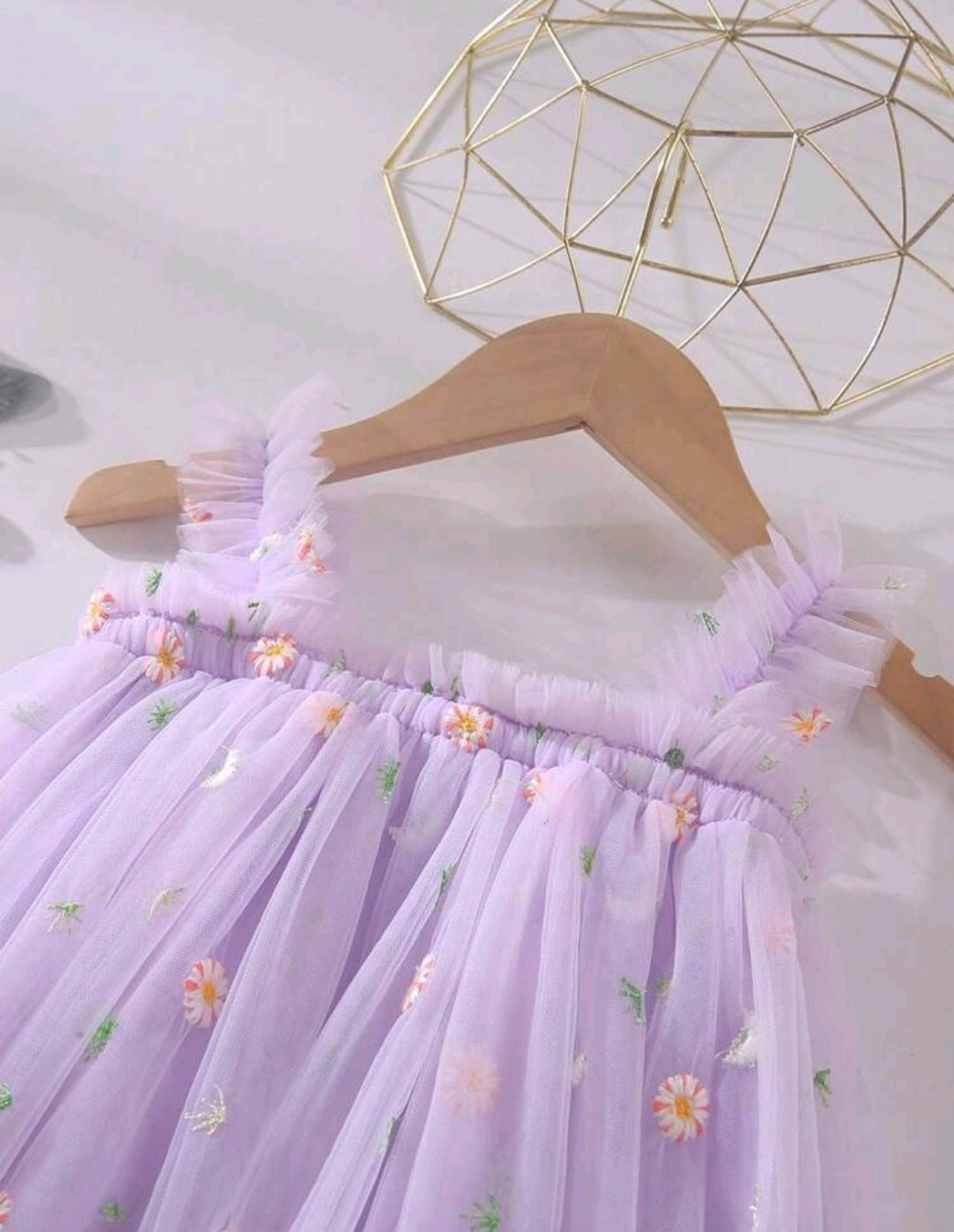 Floral Embroidered Purple Tulle Dress