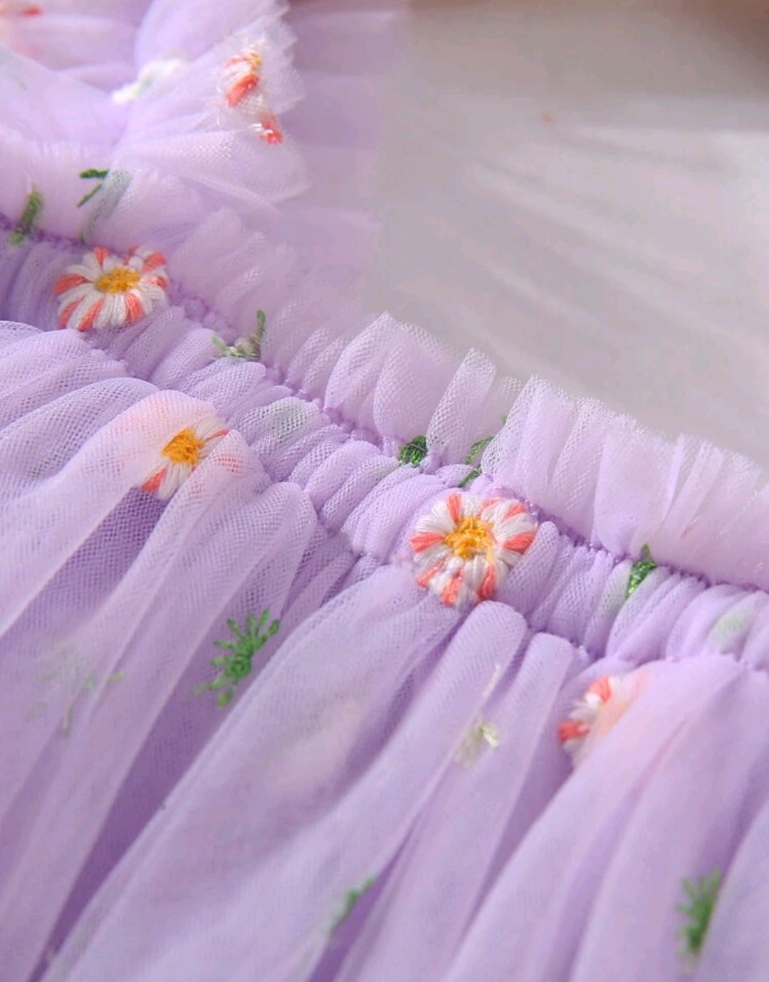 Floral Embroidered Purple Tulle Dress