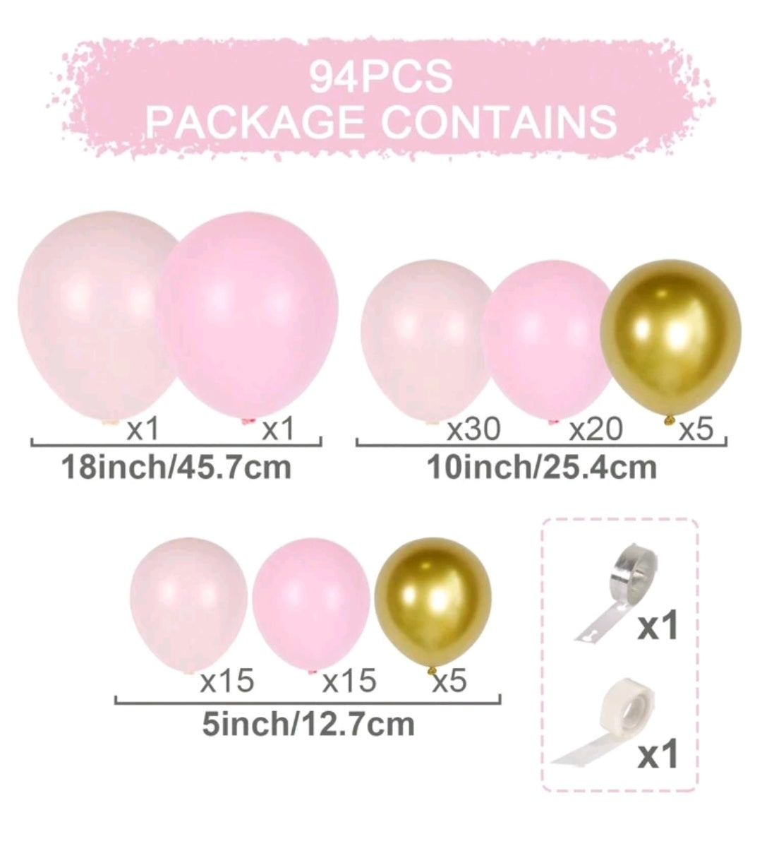 Balloon Garland Pink and Gold 92PCS