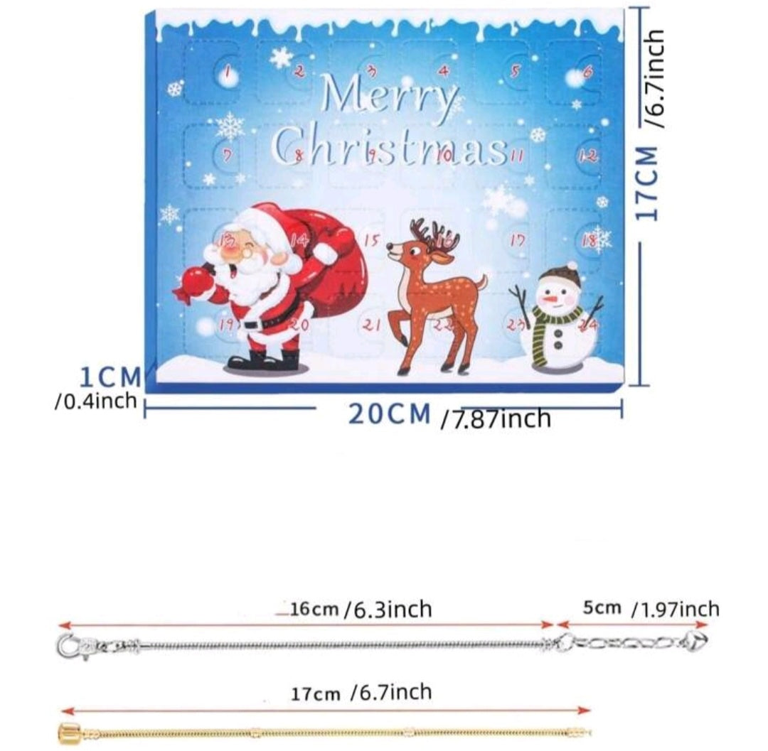 Advent Calendar, Christmas Charm Bracelet, 24 Day Countdown