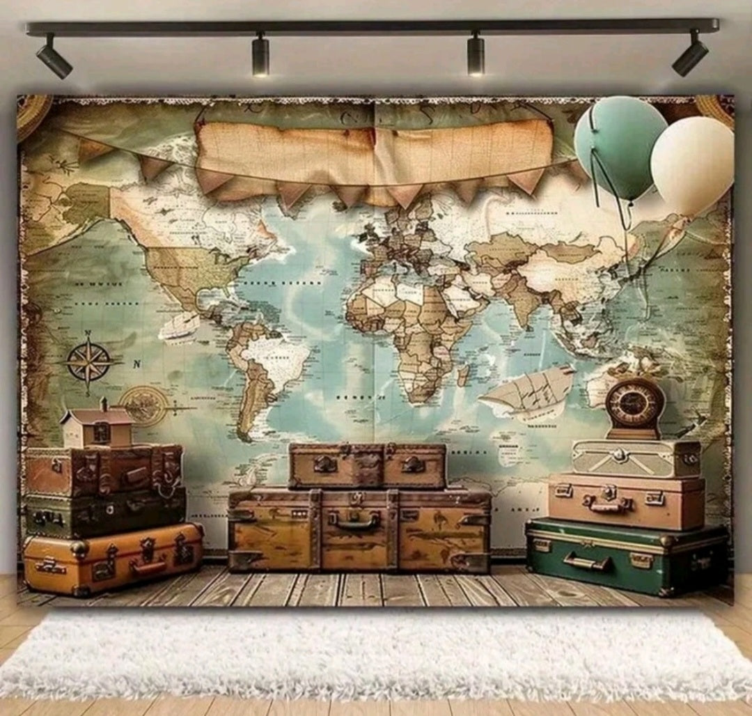 Aviator, World Map, Adventure Banner