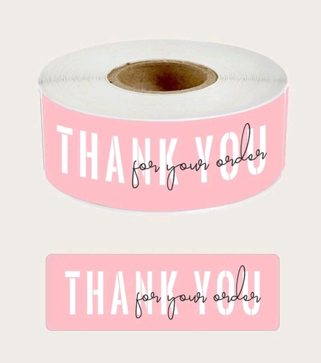 Pink Thank you for your order Stickers