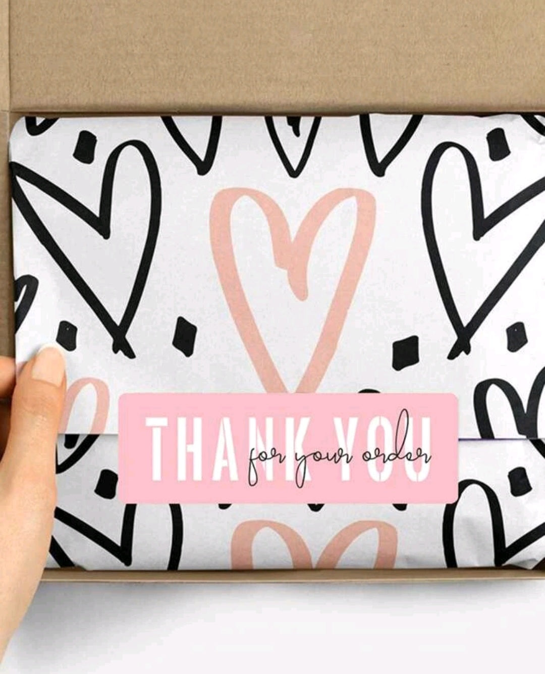 Pink Thank you for your order Stickers