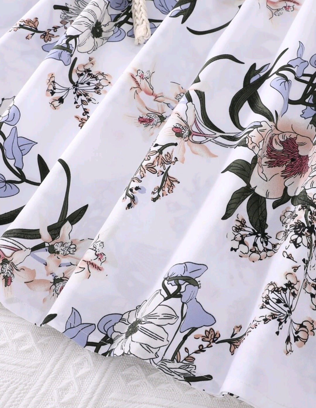 Floral Dress White Denim #700017