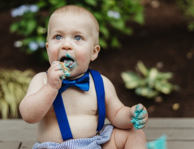 Royal Blue Suspenders with Silk Bow Tie