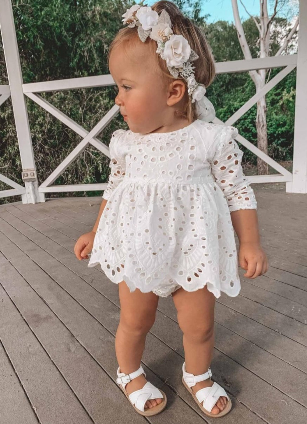 Long Sleeve Dress Top And Lace Bloomer