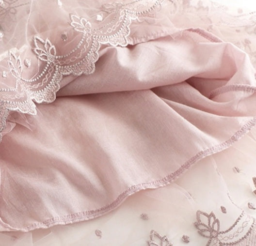 Romantic Dusty Pink Ruffle Sleeve Dress