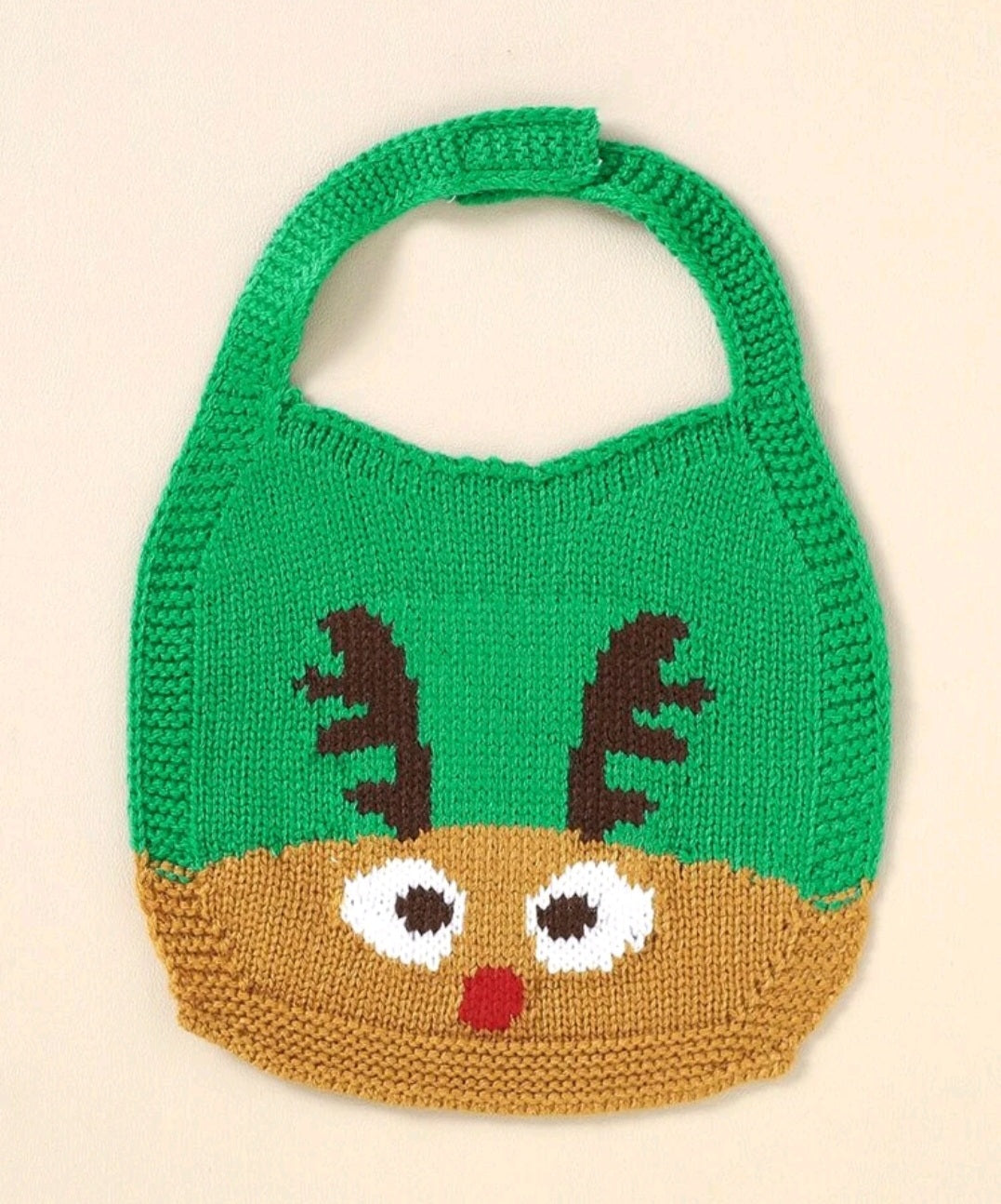 Knitted Raindeer Bib 1PSC