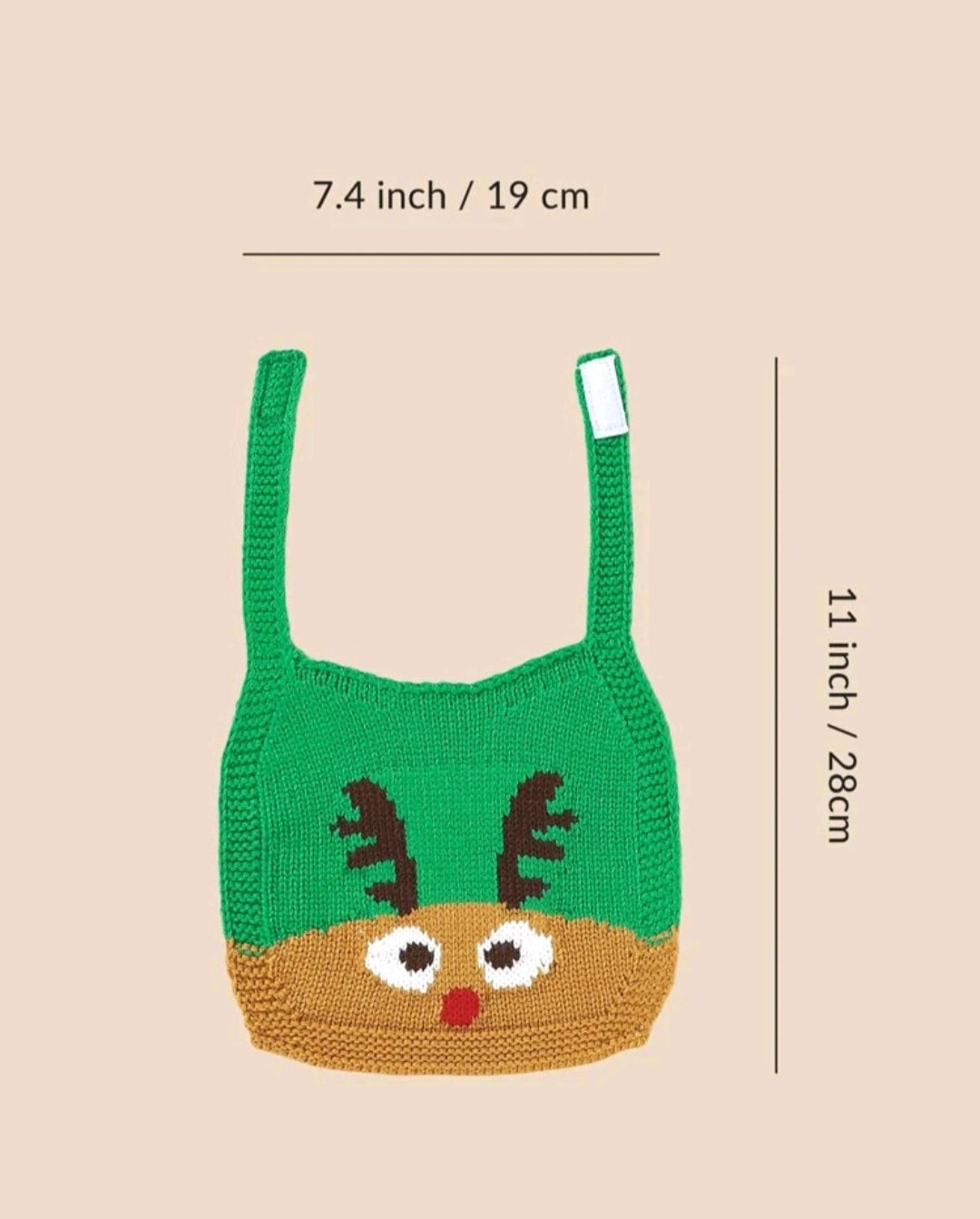 Knitted Raindeer Bib 1PSC
