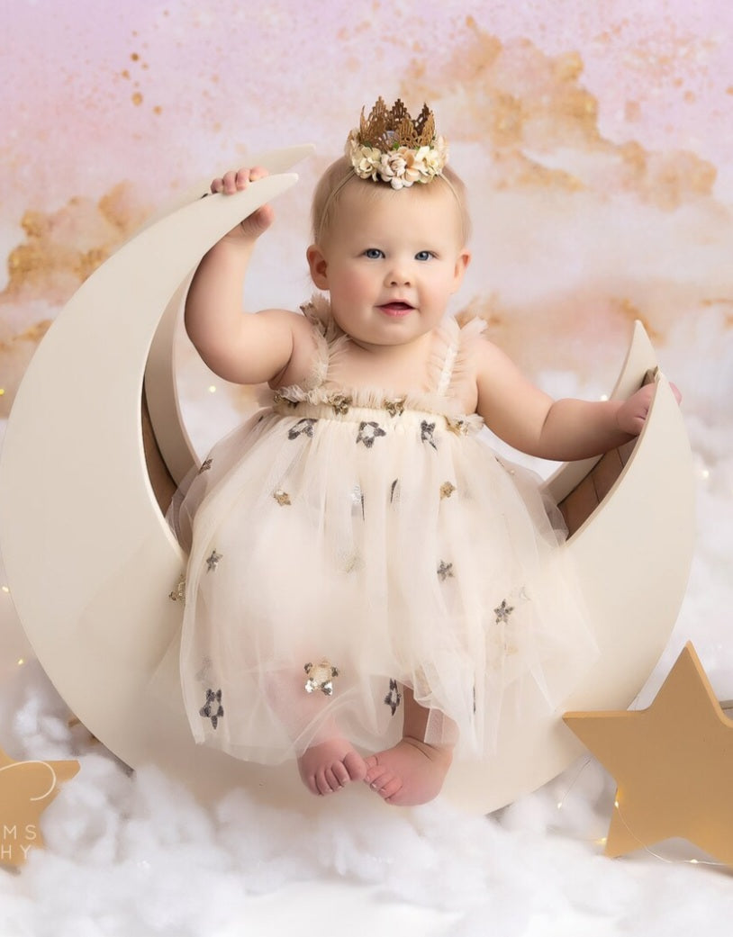 Gold and Silver Stat Tulle Dress (Ivory)
