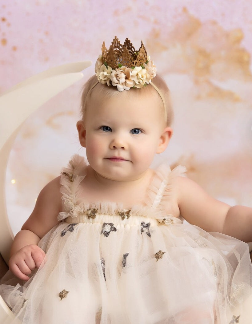 Gold and Silver Stat Tulle Dress (Ivory)