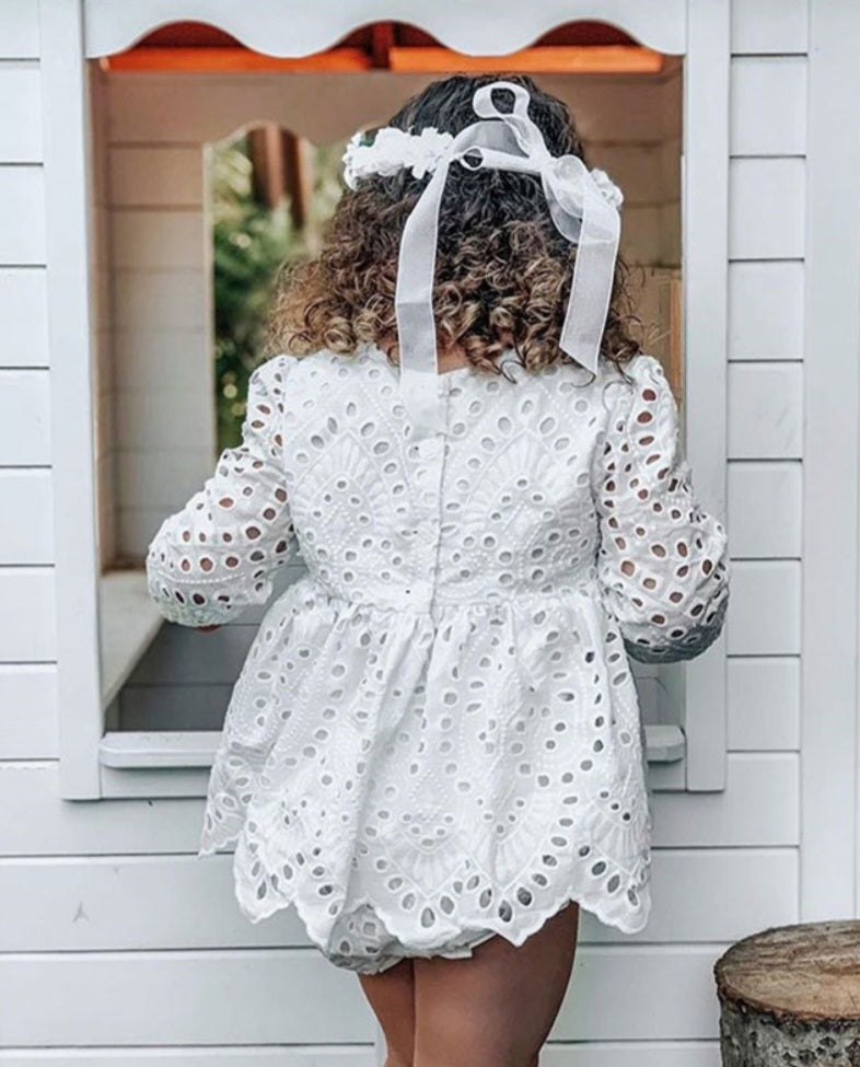 Long Sleeve Dress Top And Lace Bloomer
