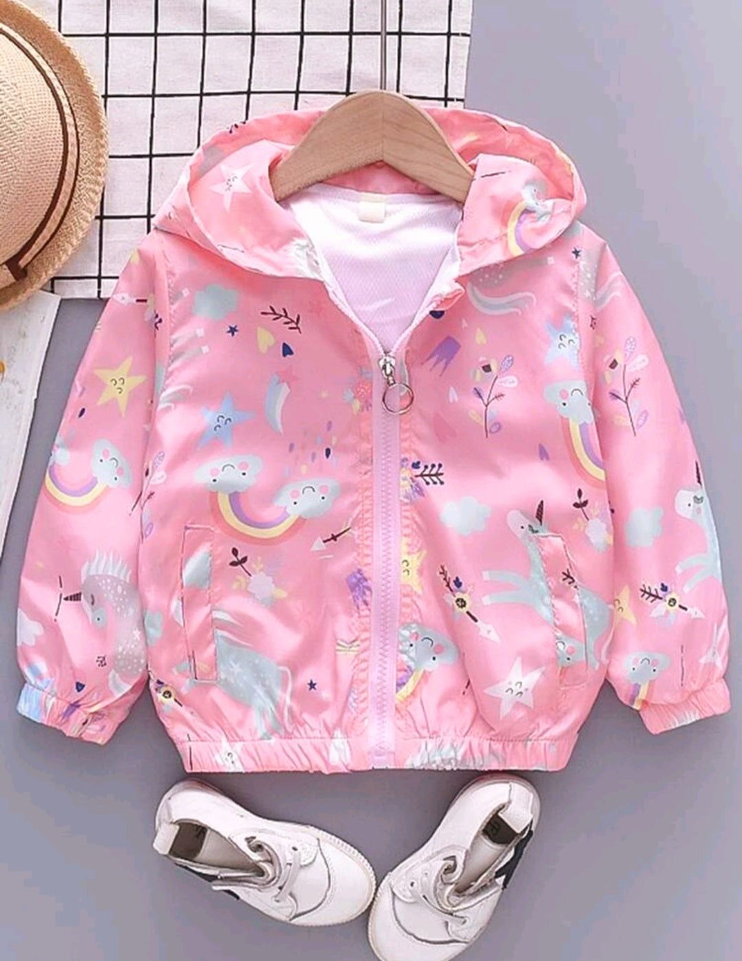 Pink Rainbows and Unicorns Windbreaker Jacket