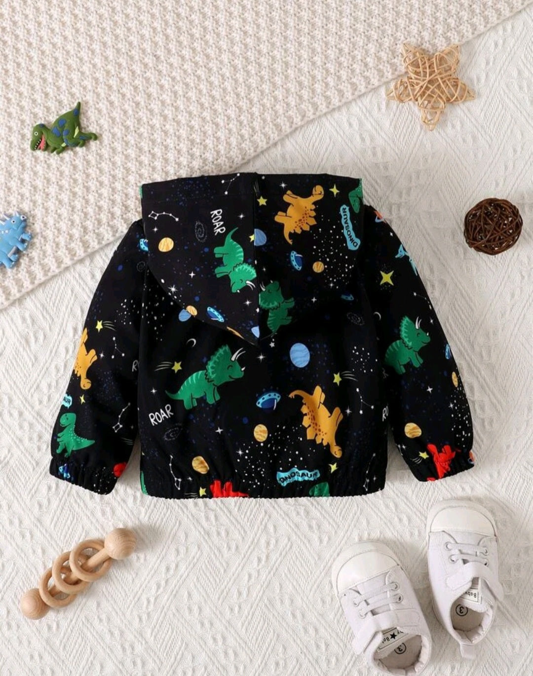 Black Dinosaur Windbreaker Jacket
