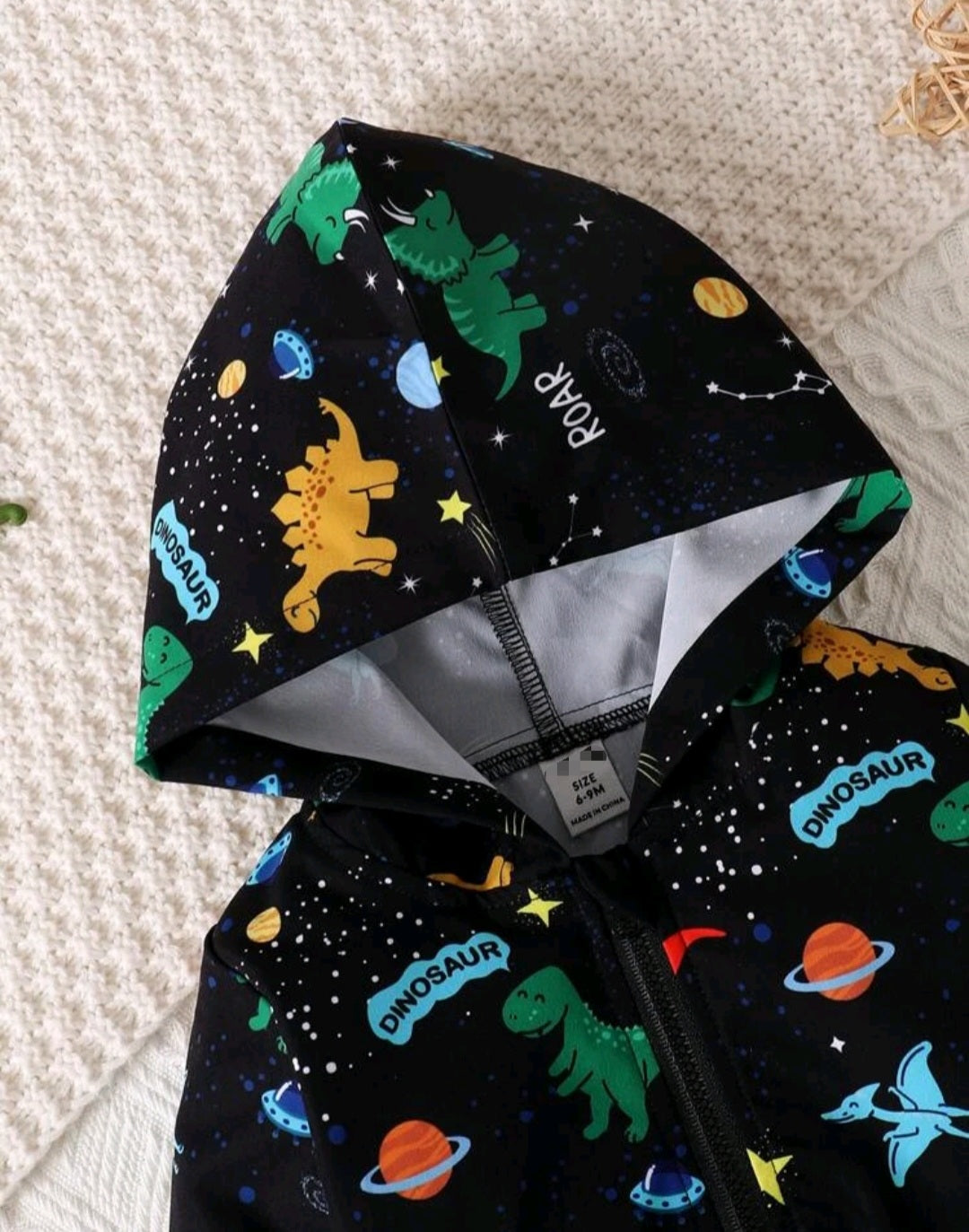Black Dinosaur Windbreaker Jacket