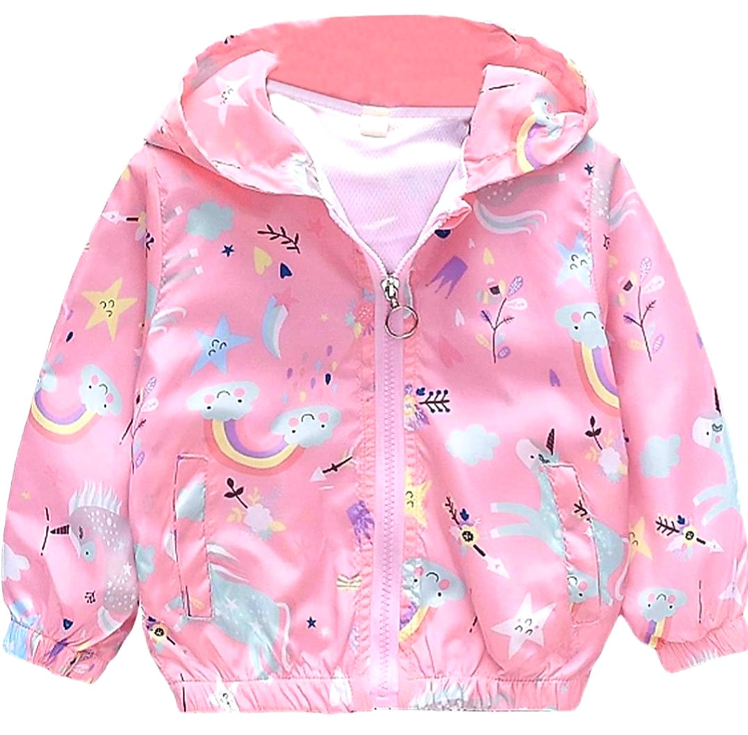 Pink Rainbows and Unicorns Windbreaker Jacket