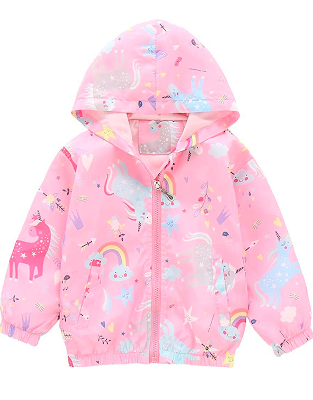 Pink Rainbows and Unicorns Windbreaker Jacket