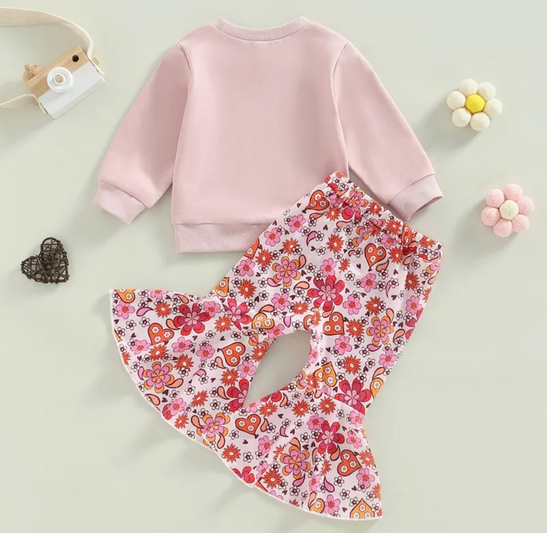 Mama is My Best Crewnek Top and Floral Bellbottoms