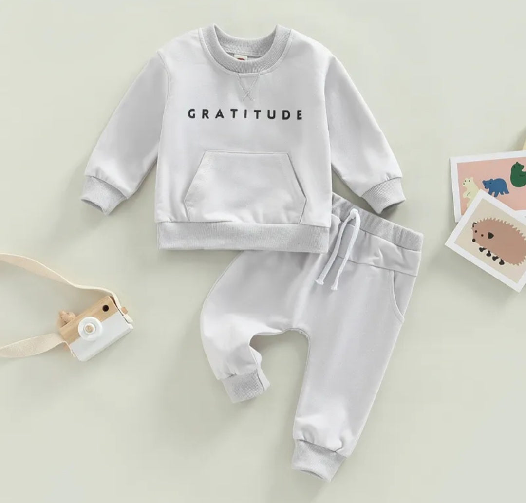 Gray Gratitude Crewnek Tracksuit