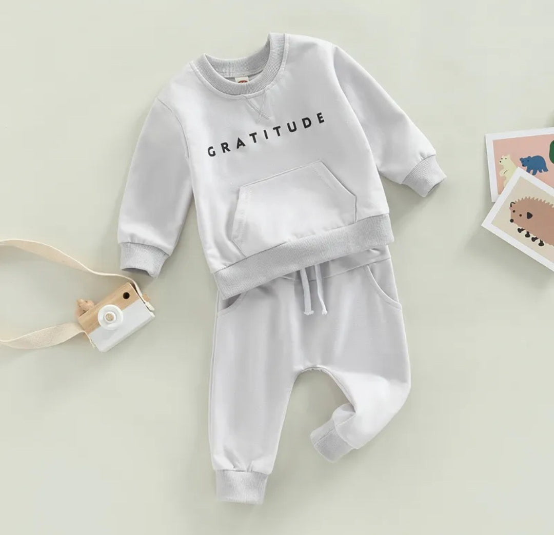 Gray Gratitude Crewnek Tracksuit