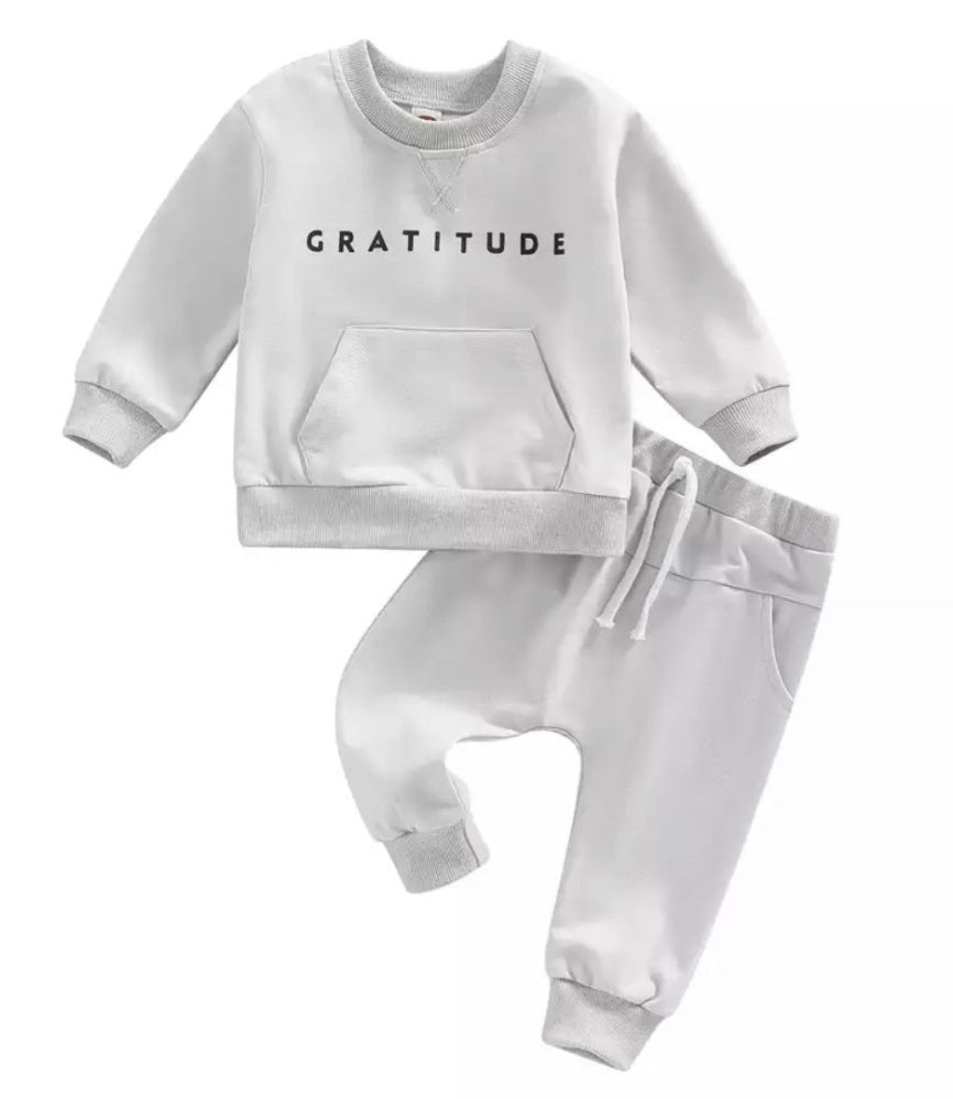 Gray Gratitude Crewnek Tracksuit
