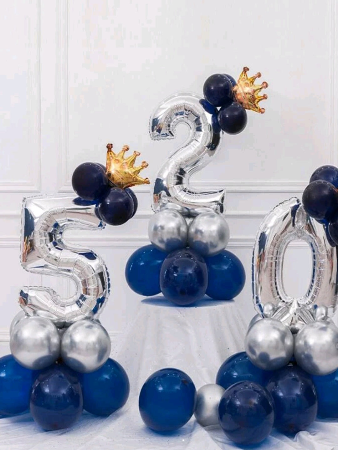 1,2 Navy, Silver and Gold 16PSC Balloon Set