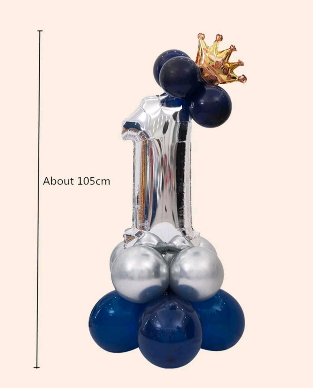 1,2 Navy, Silver and Gold 16PSC Balloon Set