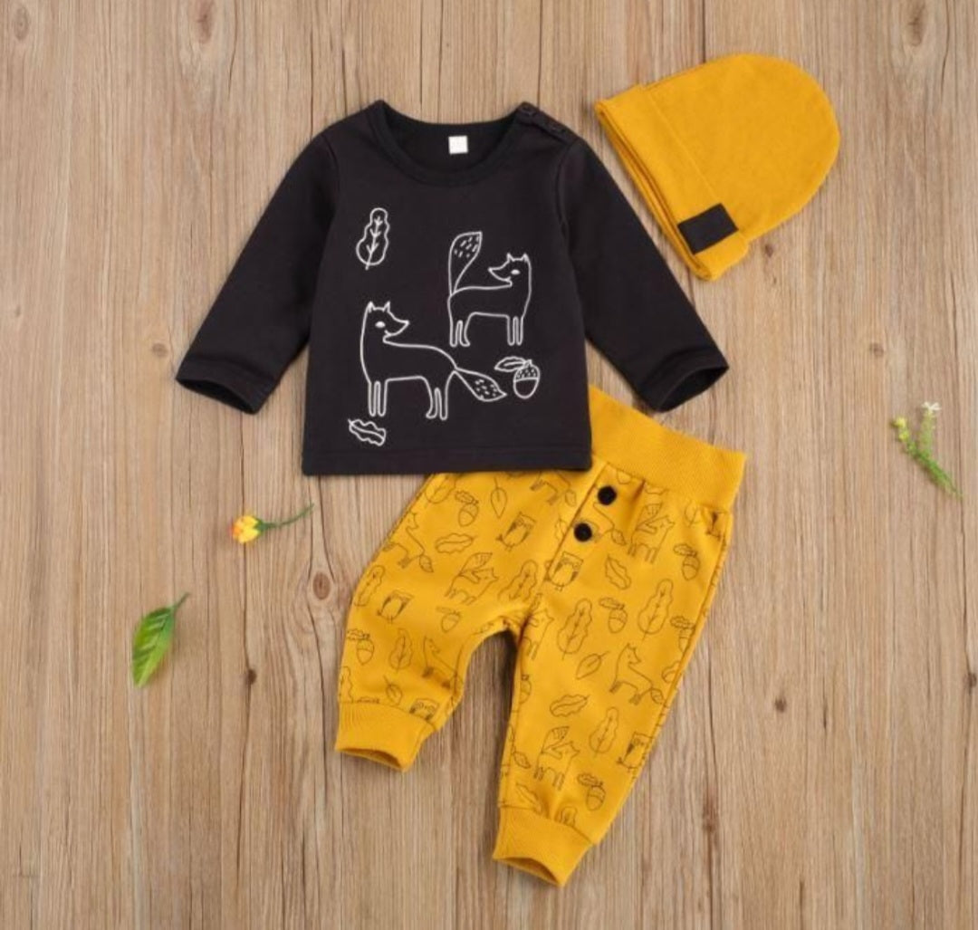Black and Yellow Fox 3PSC Tracksuit