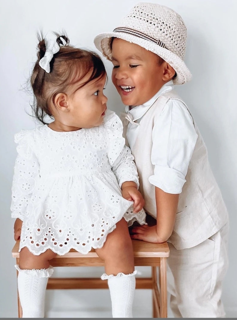 Long Sleeve Dress Top And Lace Bloomer