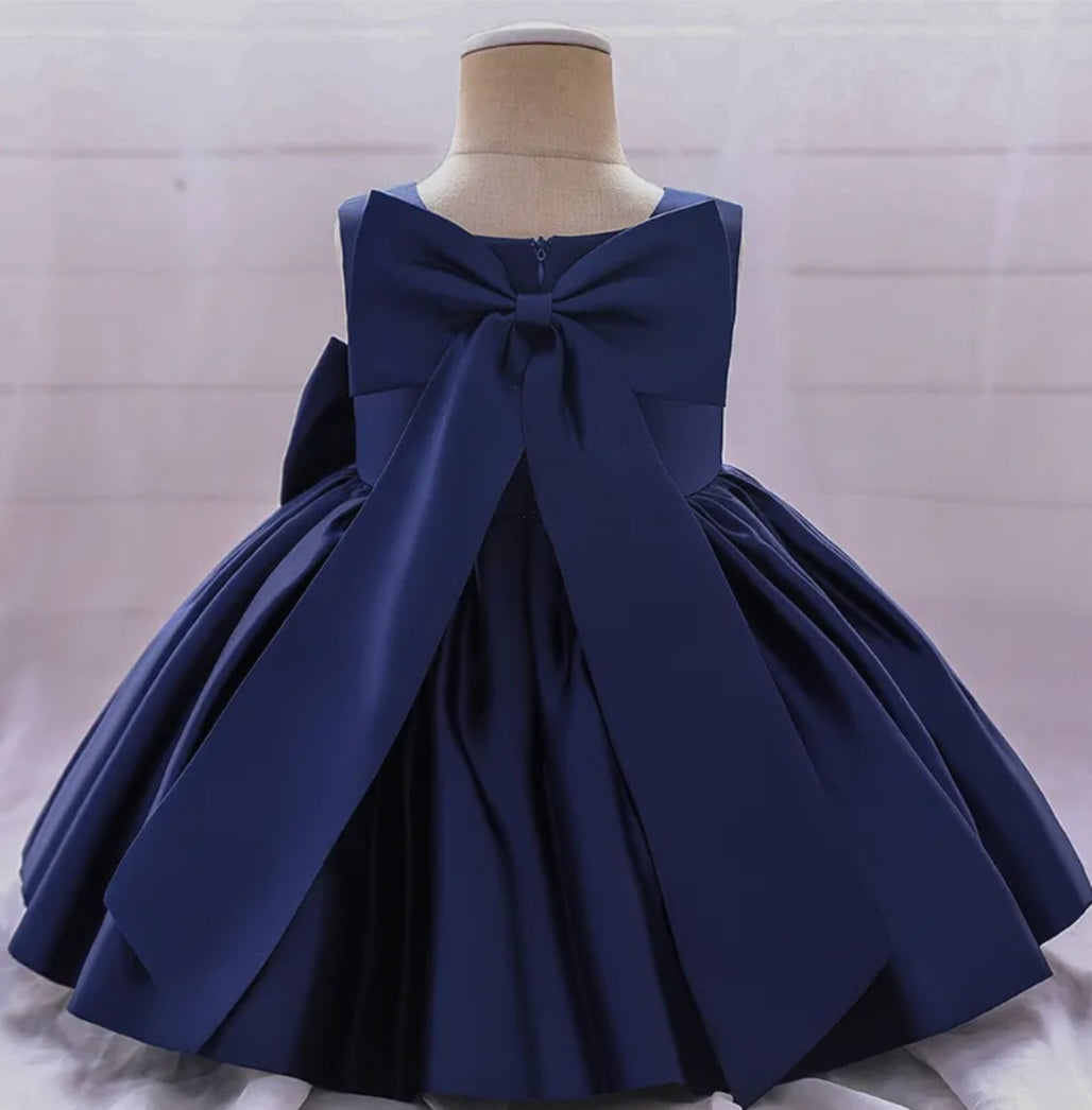 Navy Special Occasions Dress with Big Bow (Clip on)