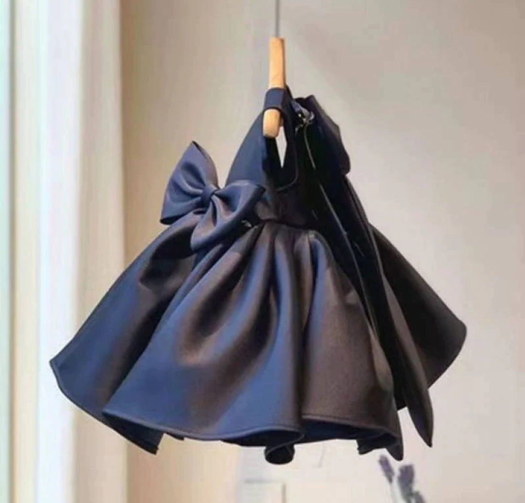 Navy Special Occasions Dress with Big Bow (Clip on)